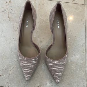 Coach blush suede with rhinestones heels size 8